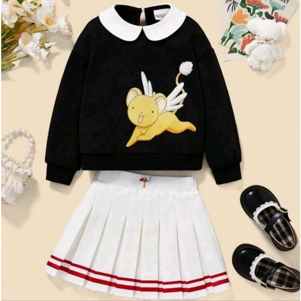 Cardcaptor Sakura Kero Sweatshirt and Pleaded Skirt Set